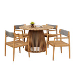 Patio Set Outdoor Acacia Wood Furniture Sets - Braided Dining Chairs & Dining Table