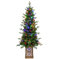 4ft Pre-lit Potted Porch Christmas Tree, Small Slim Christmas Tree