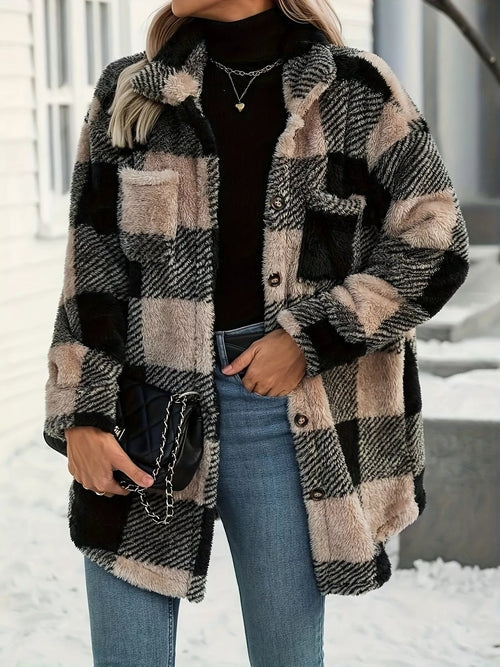 Plaid Fleece Button-Down Outerwear