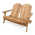 Outdoor Adirondack Rocking Loveseat with Hand Crafted Details Natural