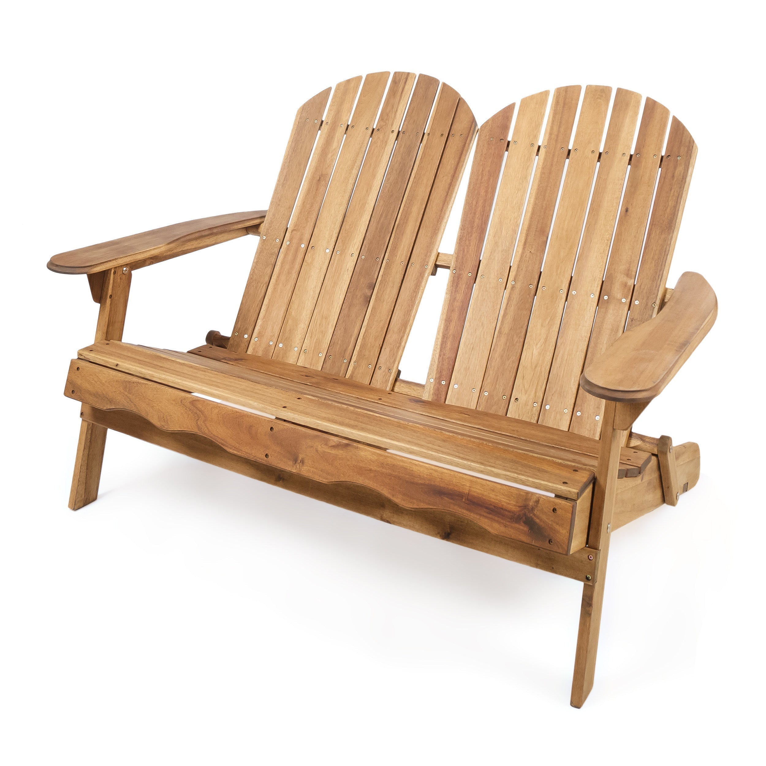 Outdoor Adirondack Rocking Loveseat with Hand Crafted Details Natural