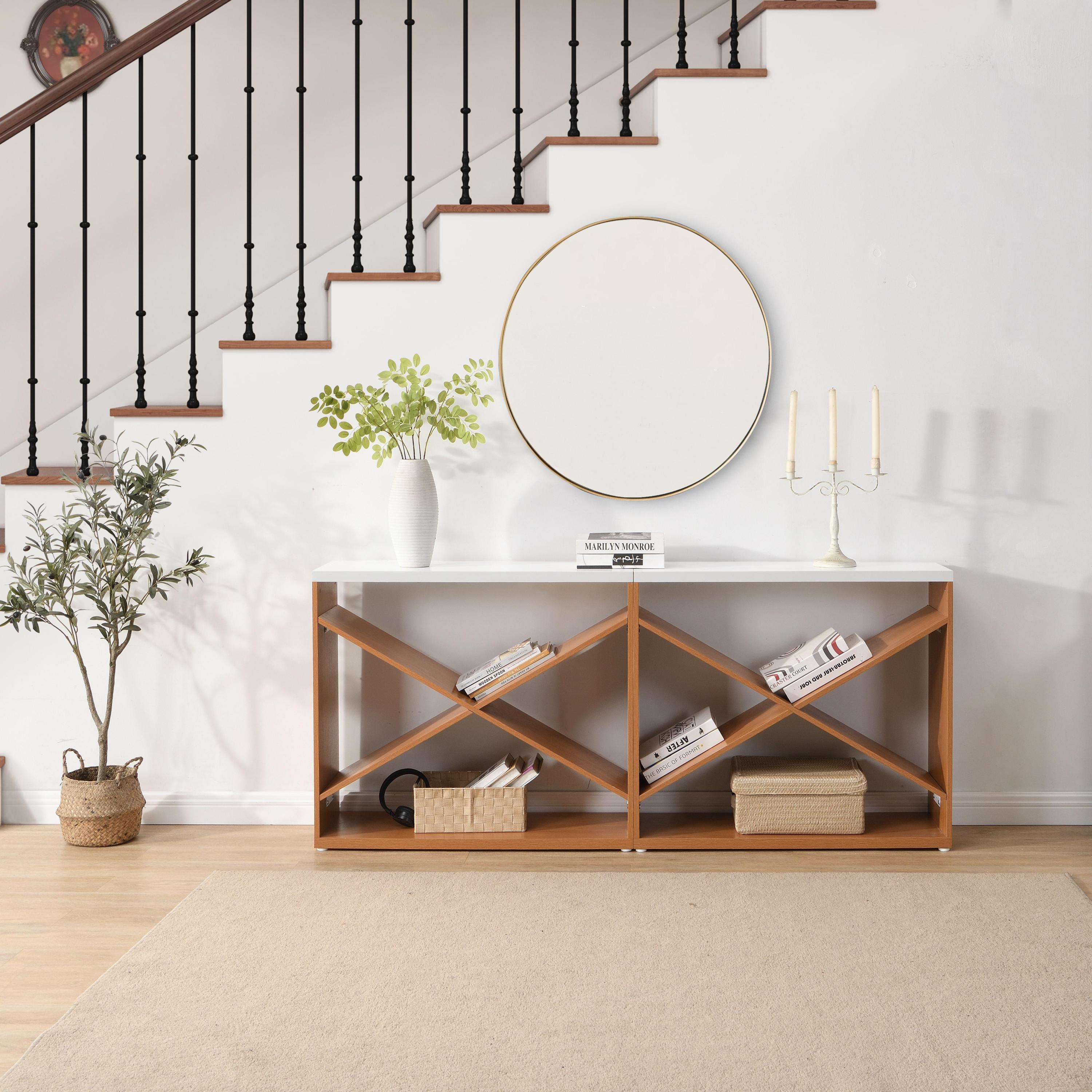 70.87 Inch Farmhouse Console Table in White