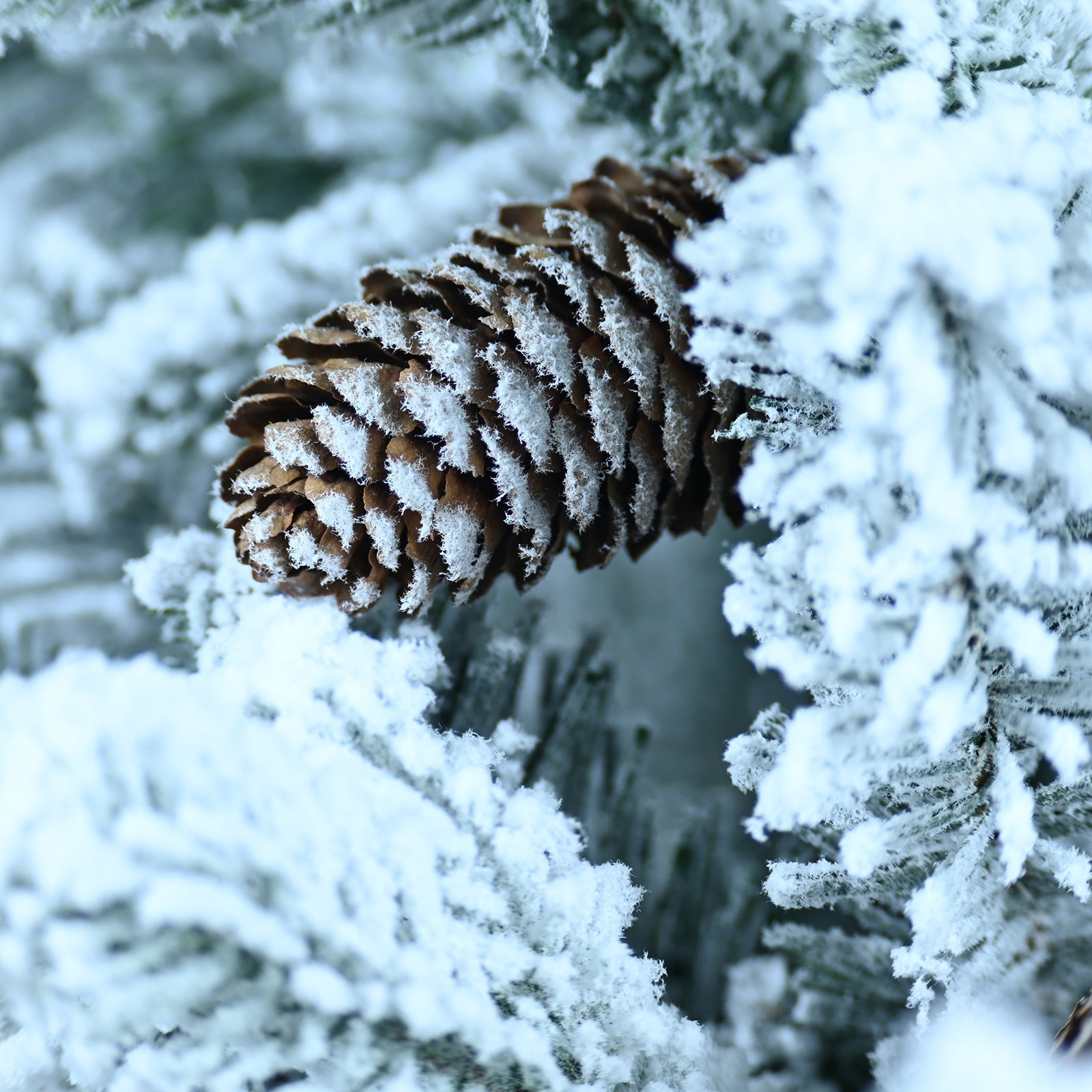 2FT 3FT 4.5FT 6.5FT Pre-lit Potted Flocked Christmas Tree, Snow