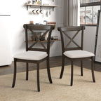 Wooden X Back Dining Chairs Set of 2 - Brown