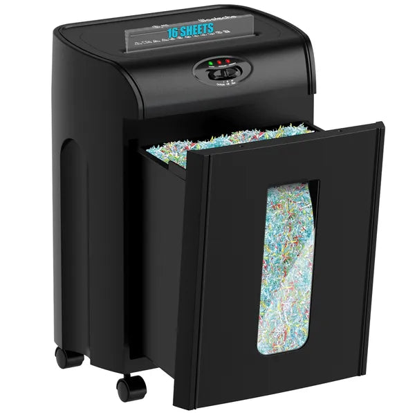 Woolsche Paper Shredder, 16-Sheet Cross Cut With 4.76-Gallon Pull Out