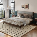 Premium Rubber Wood Platform Bed Frame King Size with Light Grey Headboard