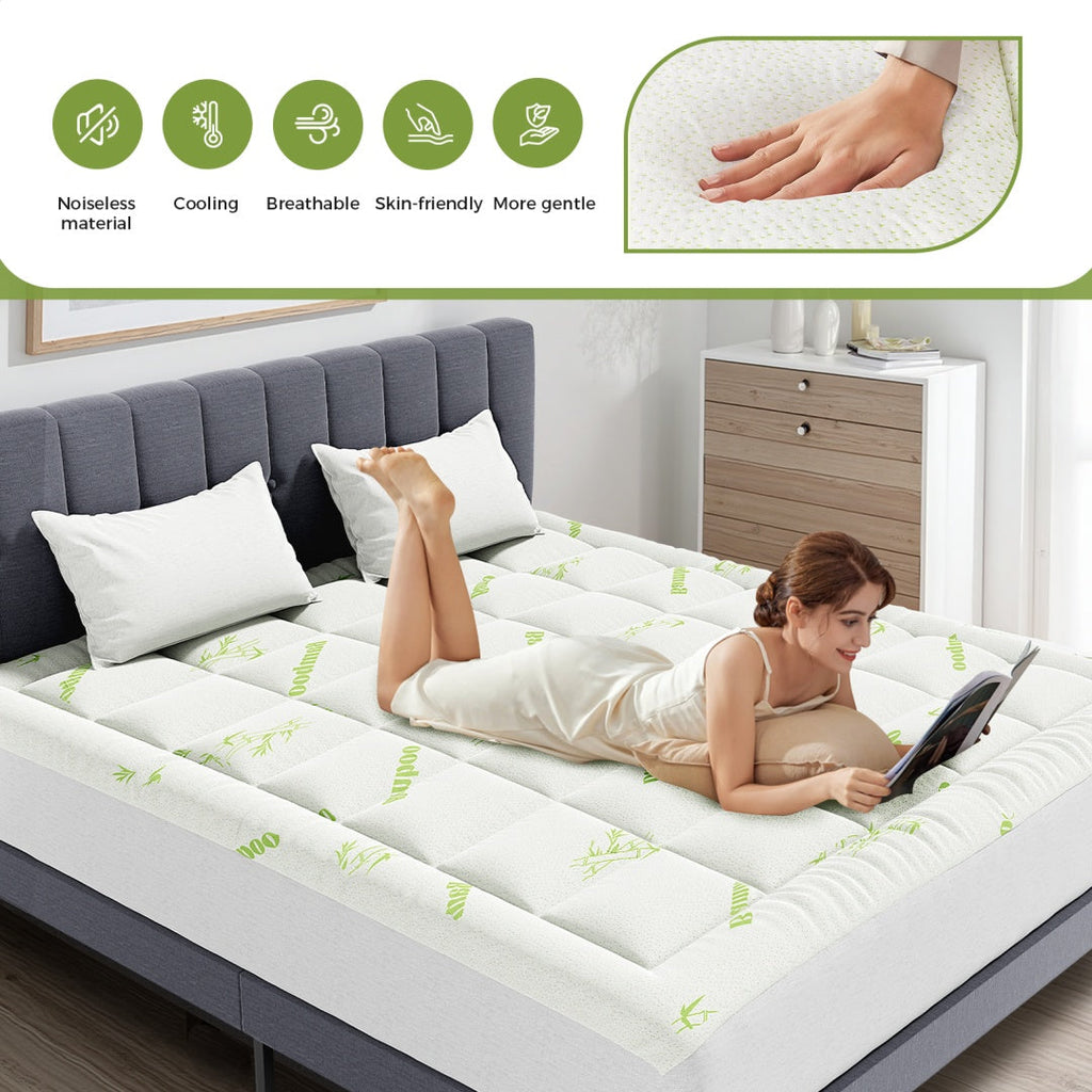 Mattress Protector, Thickened Mattress Pad With Bamboo Fiber Viscose