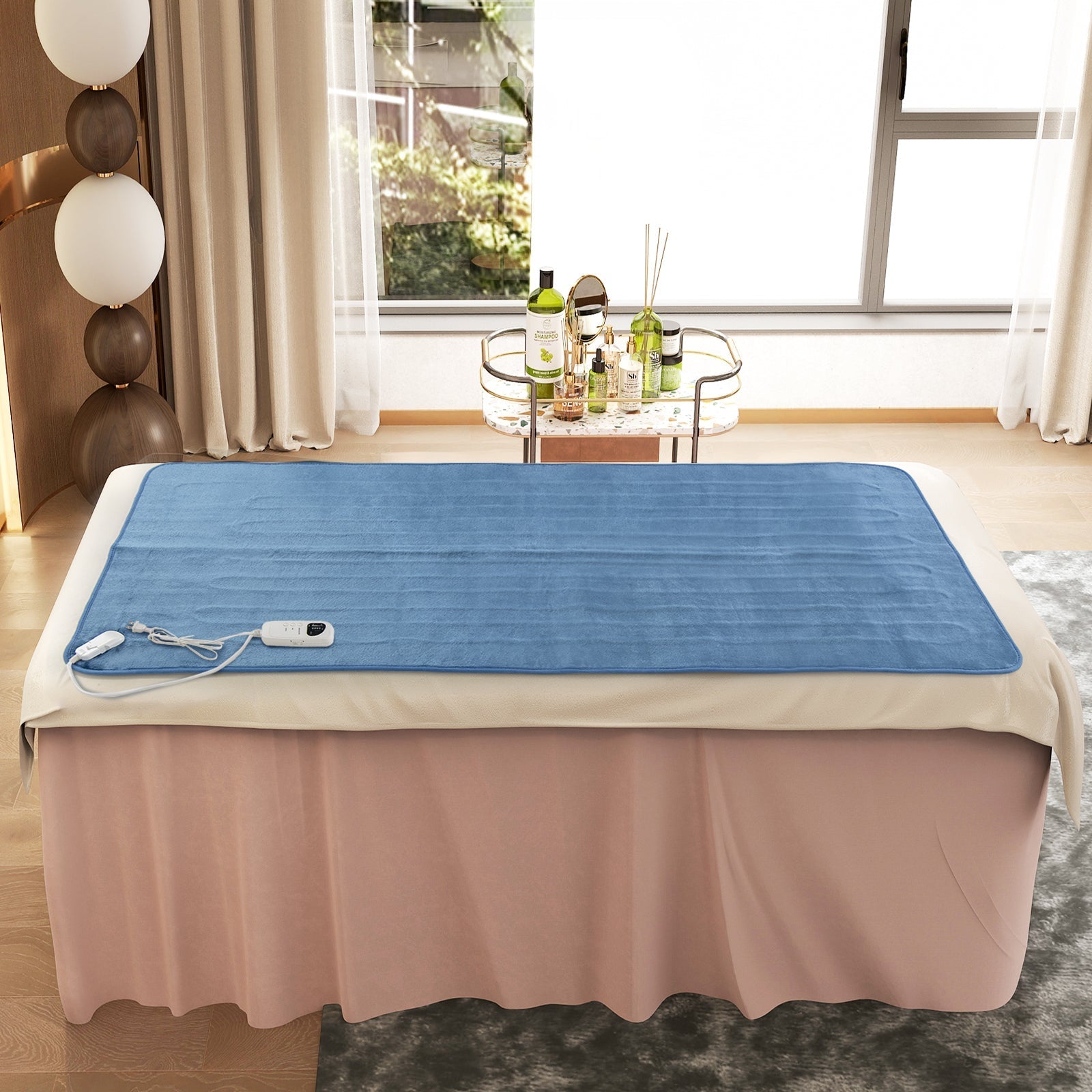 Electric Heated Mattress Pad with 5 Heating Levels and Overheat Protection-Blue