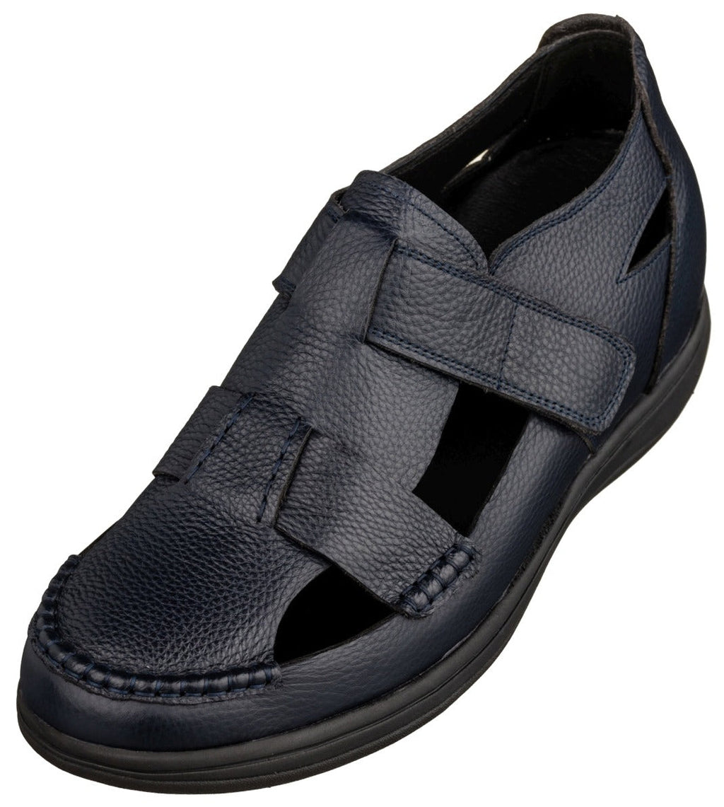 CALTO - K2663 - 3.2 Inches Taller (Navy Blue) - Casual Fisherman Sandal