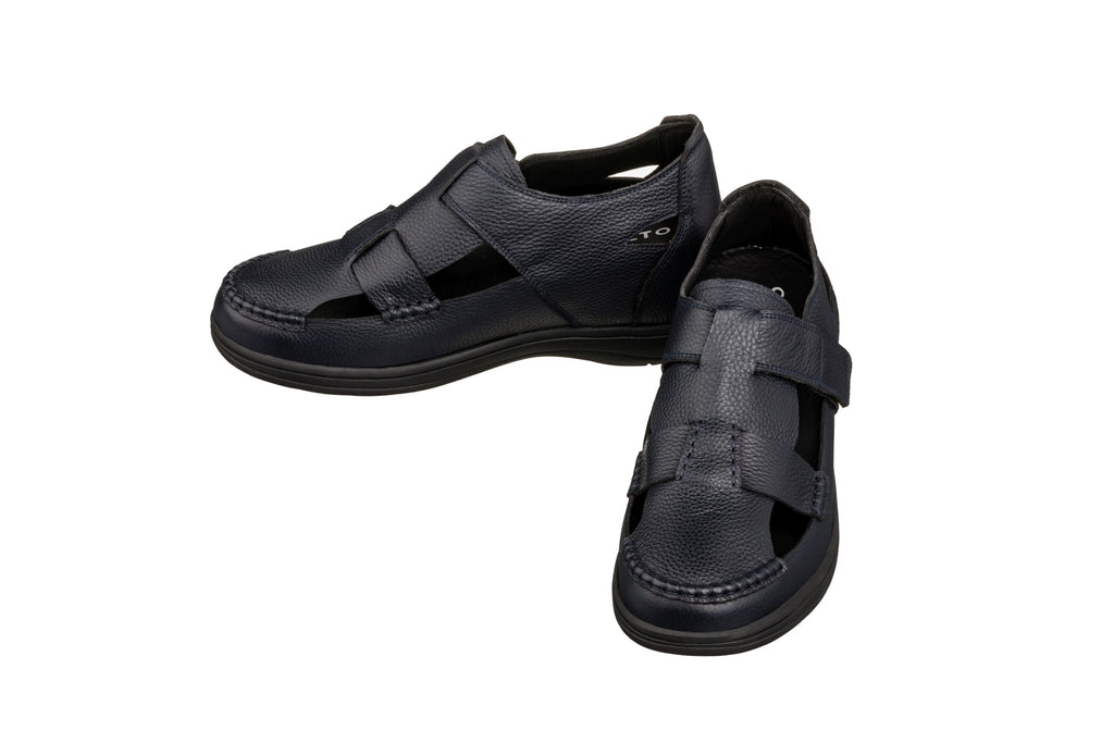 CALTO - K2663 - 3.2 Inches Taller (Navy Blue) - Casual Fisherman Sandal