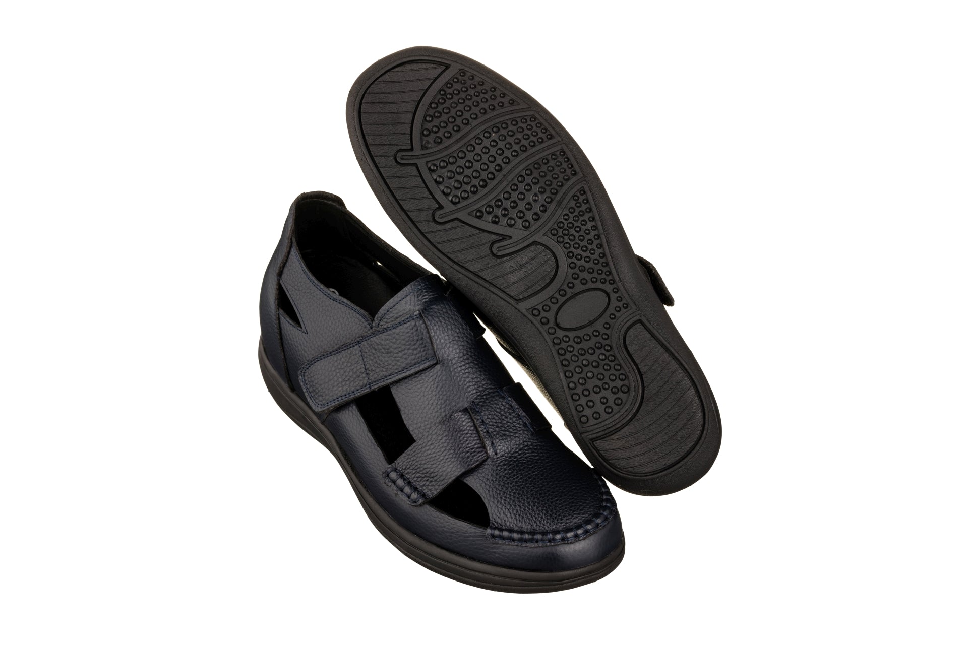 CALTO - K2663 - 3.2 Inches Taller (Navy Blue) - Casual Fisherman Sandal
