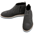 CALTO - Y30022 - 3 Inches Taller (Nubuck Grey) - Zipper Boots