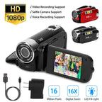 Black-Red Options - 1Pc HD 1080P Digital Video Camcorder 2.7in 16X