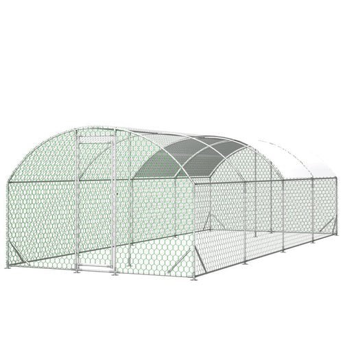 26'x9'x6'Large Metal Chicken Coop,Walk-in Poultry Cage,Chicken Run
