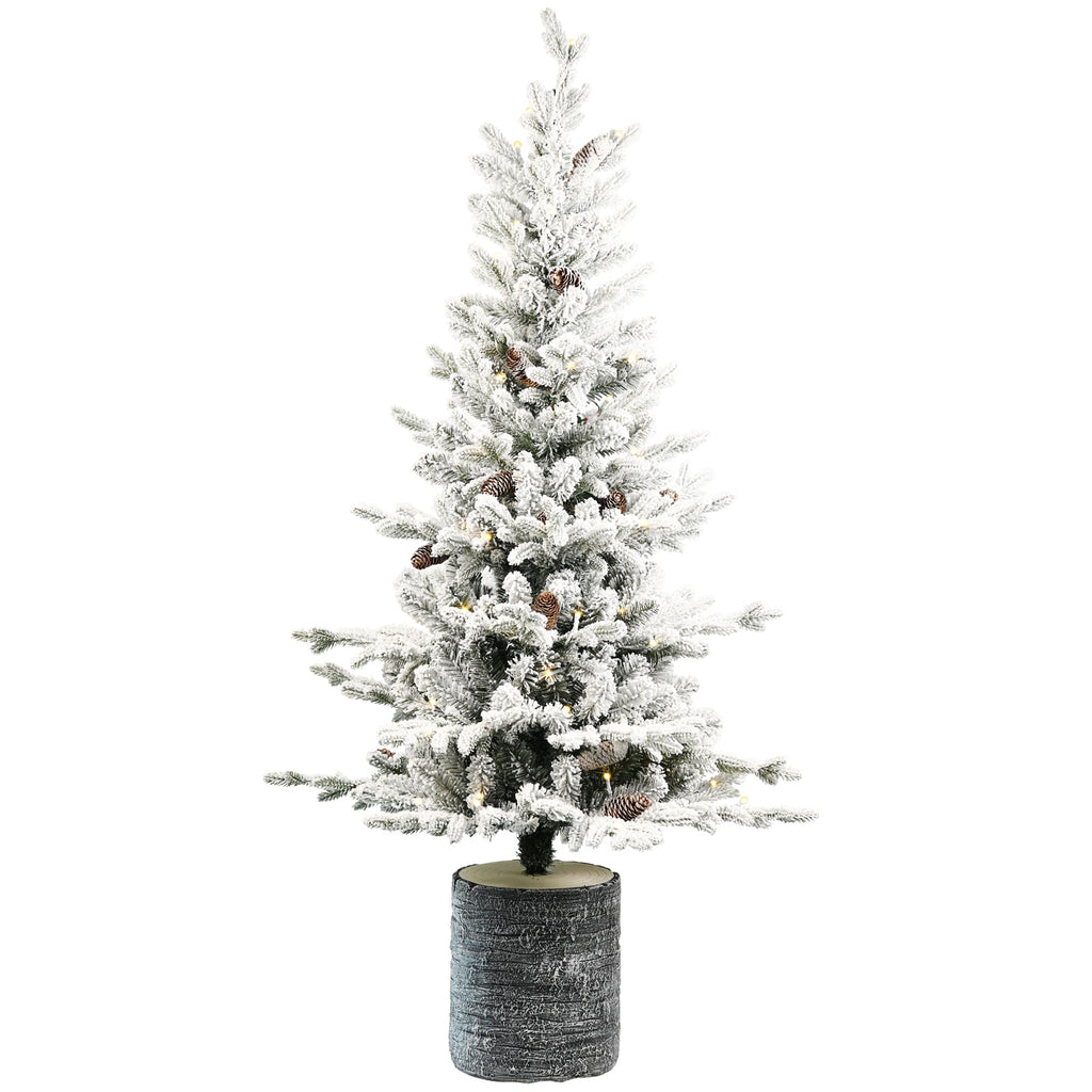 2FT 3FT 4.5FT 6.5FT Pre-lit Potted Flocked Christmas Tree, Snow