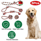 Set Of 5Pcs Christmas Dog Rope Chew Toys Dog Interactive Toys Set For