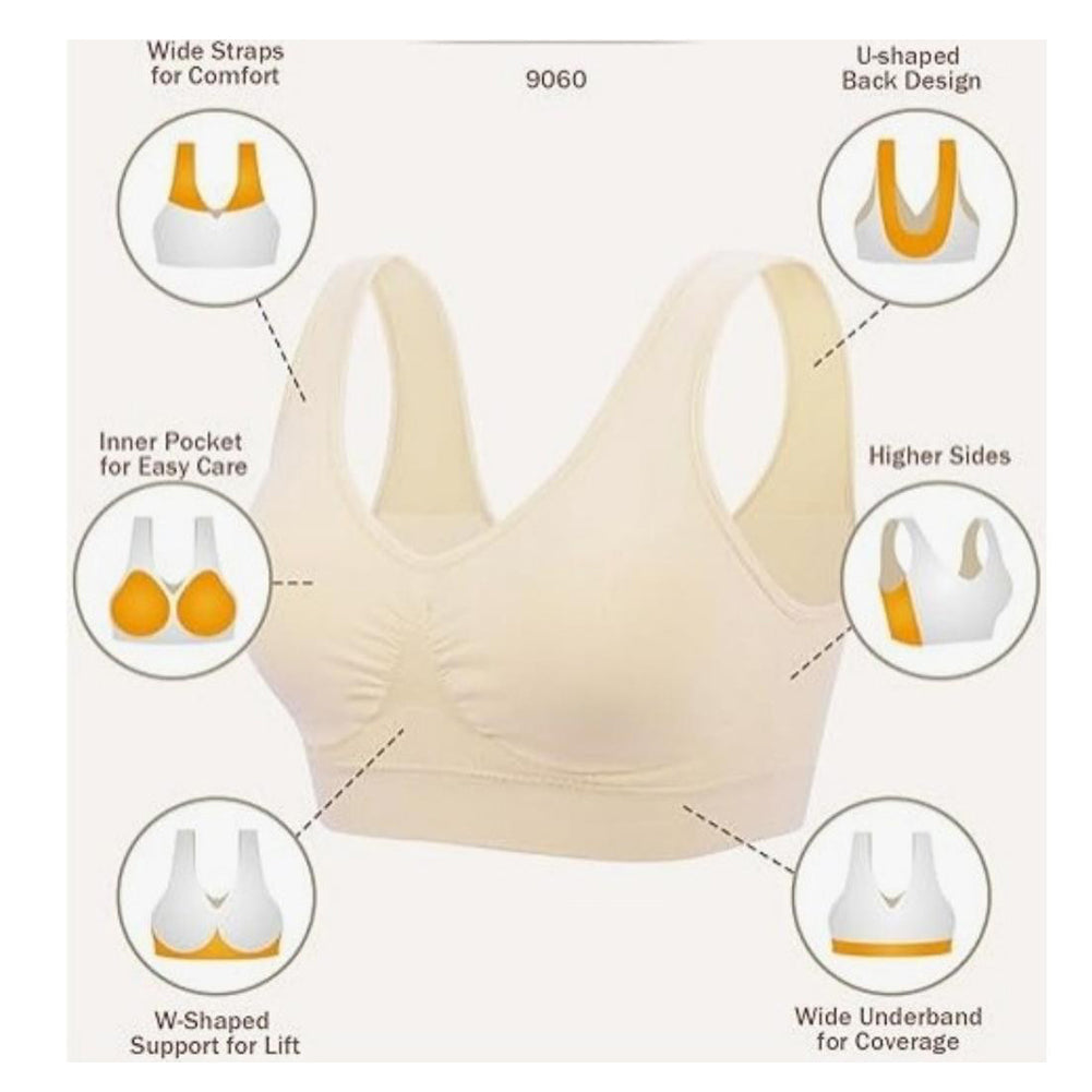 3-Pack Sports Bras For Women, Padded Strappy Racerback Push Up Open