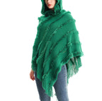 Women Winter Knit Hooded Poncho Cape Lady Spring Fringed Shawl Wrap