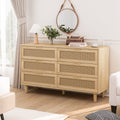 51.18' 6-Drawer Rattan Storage Cabinet Natural