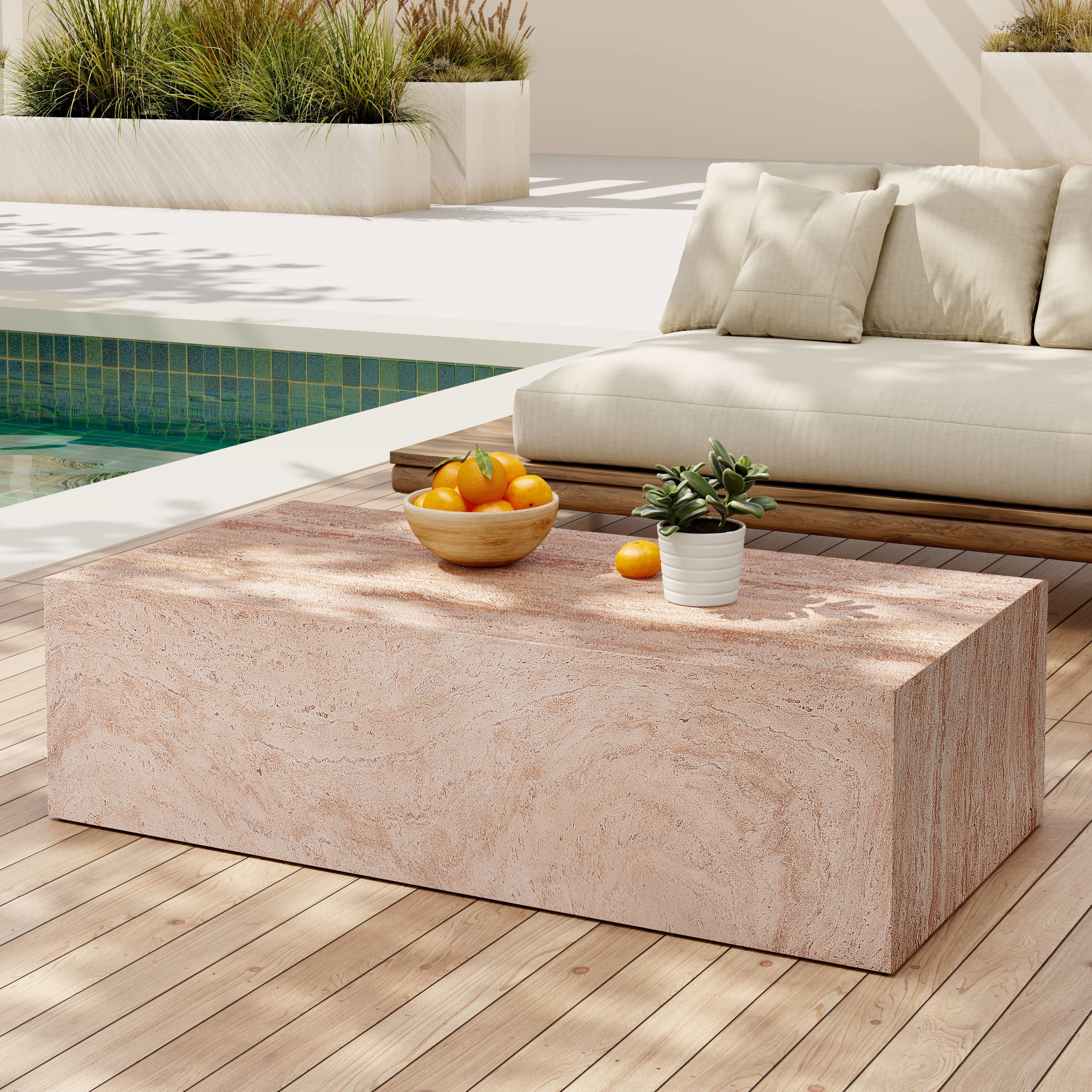 43.5" L x 22" W Rectangular MGO Coffee Table for Indoor and Outdoor Use