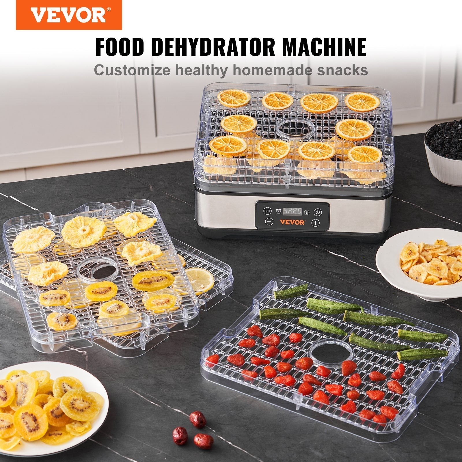 Food Dehydrator Machine, 5-Tray Fruit Dehydrator, 300W Electric Food