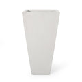 13" Outdoor Modern MGO Small Cast Stone Planter Matte White