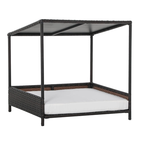 Wicker Dog House Raised Rattan Puppy Bed Cat Shelter for Indoor