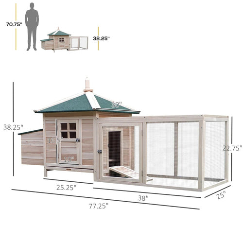 Wooden Chicken Coop With Nesting Box, Cute Outdoor Hen House With