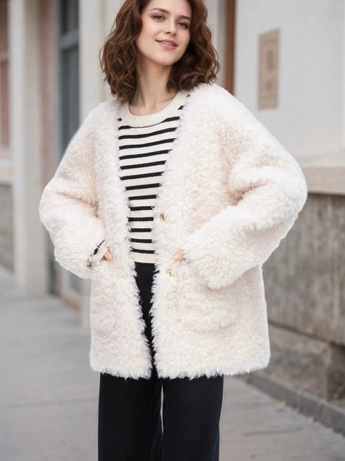 Fleece Button Up Long Sleeve Outerwear