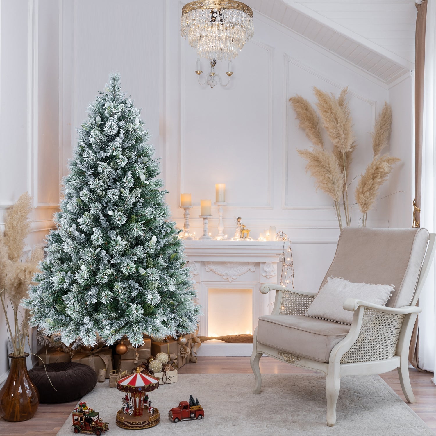 4FT Snow Flocked Christmas Tree Premium Artificial Christmas Tree With