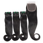 10A Grade 3/4 Straight Curve Fumi Human Hair bundles with 4x4 Closures