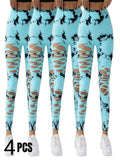 4 Pack New Style Hollow-Out Tie-Dye High-Waisted Tummy-Control Yoga