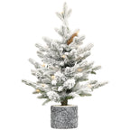 2FT 3FT 4.5FT 6.5FT Pre-lit Potted Flocked Christmas Tree, Snow