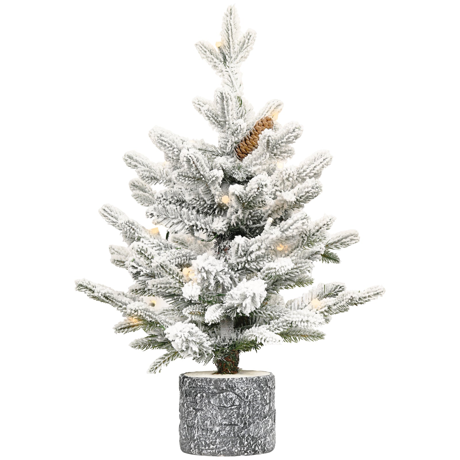 2FT 3FT 4.5FT 6.5FT Pre-lit Potted Flocked Christmas Tree, Snow