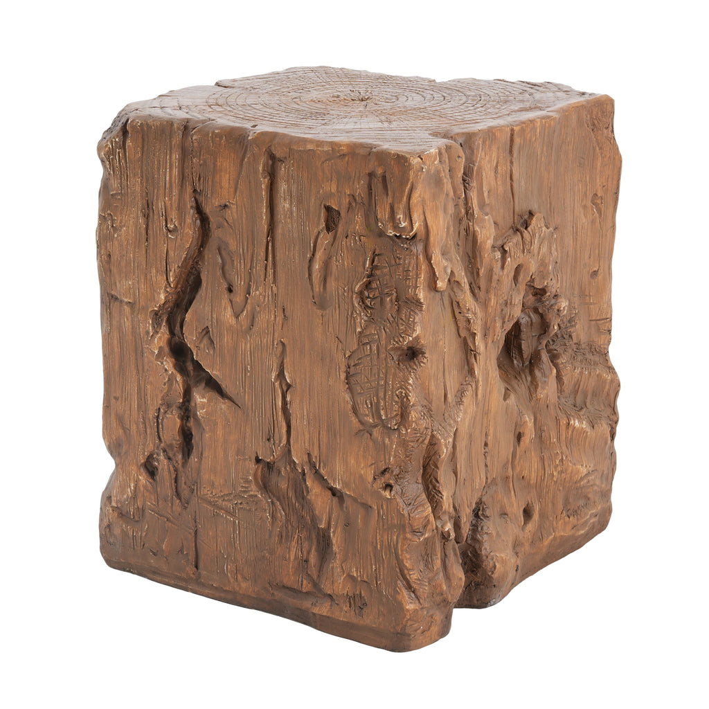 Amira Outdoor And Indoor Stump Shape MGO Side Table Brown Finish