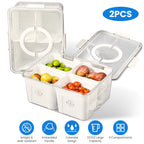 2Pack Airtight Fruit Storage Containers 4 Compartment Food Storage