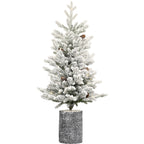 2FT 3FT 4.5FT 6.5FT Pre-lit Potted Flocked Christmas Tree, Snow