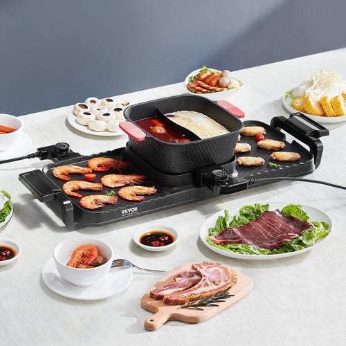 Hot Pot With Grill 2300W 2-in-1 Electric Smokeless BBQ Pan With