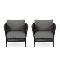 Hanford Modern Club Chair with Woven Rope Design in Grey