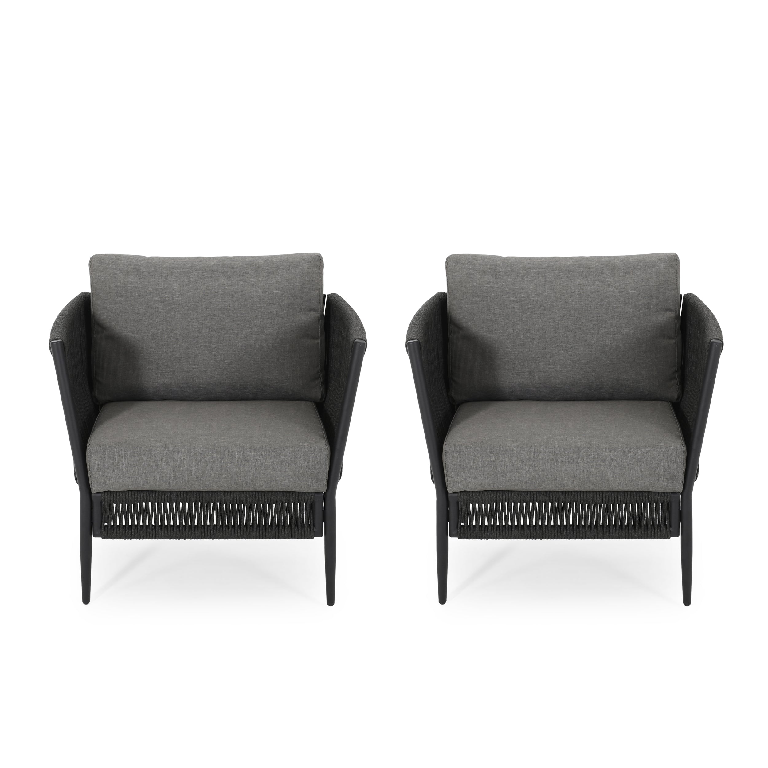 Hanford Modern Club Chair with Woven Rope Design in Grey