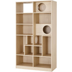 Furniture Style Cat Bookcase Cat Tree Shelves Natural Particle Board MDF 63.5 Inch