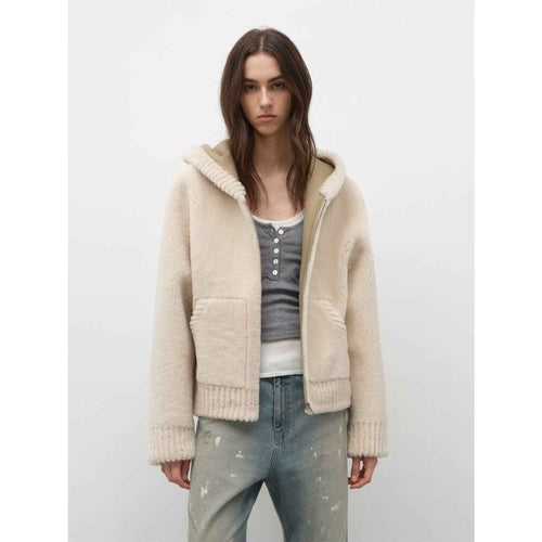 Fireladyfur Women's Hooded Merino Sheepskin Jacket“Bad boy”