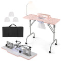 Folding Manicure Nail Table with Electric Dust Collector-Pink