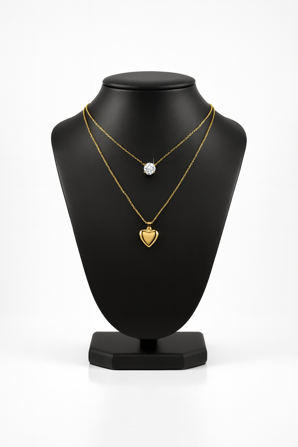 Gold Pendant Necklace Set – Diamond & Heart-D 13