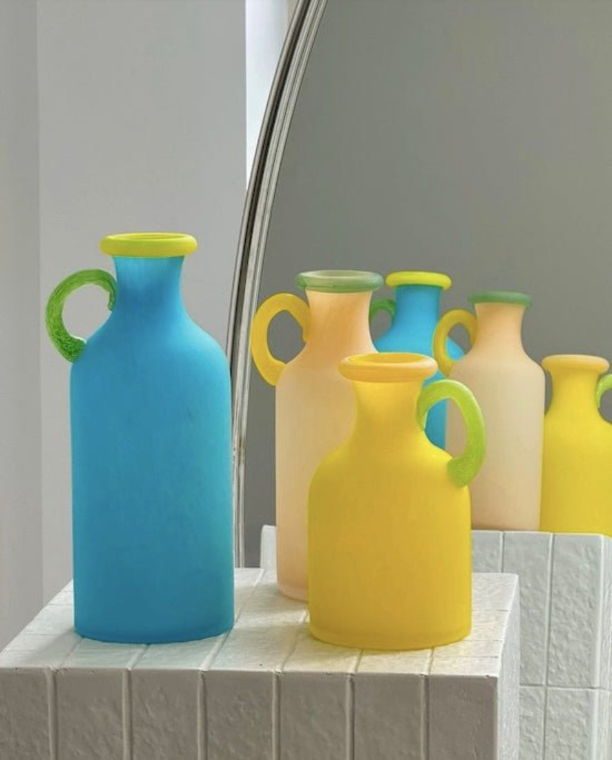 Handblown Bonbon Whimsical Pitcher Vase, Eclectic Table Setting Centre