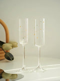 Handblown Rainbow Sprinkles Champagne Flutes Set of 2 Pcs - Whimsical