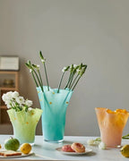 Handblown Wavy Whimsical Glass Vase - Eclectic Table Setting Centrepie