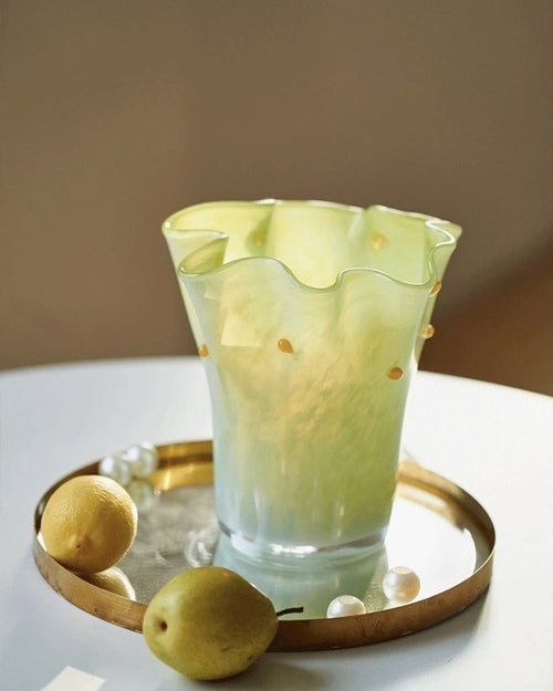 Handblown Wavy Whimsical Glass Vase - Eclectic Table Setting Centrepie