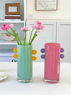 Handblown Whimsical Cylinder Vase - Eclectic Table Setting Centrepiece