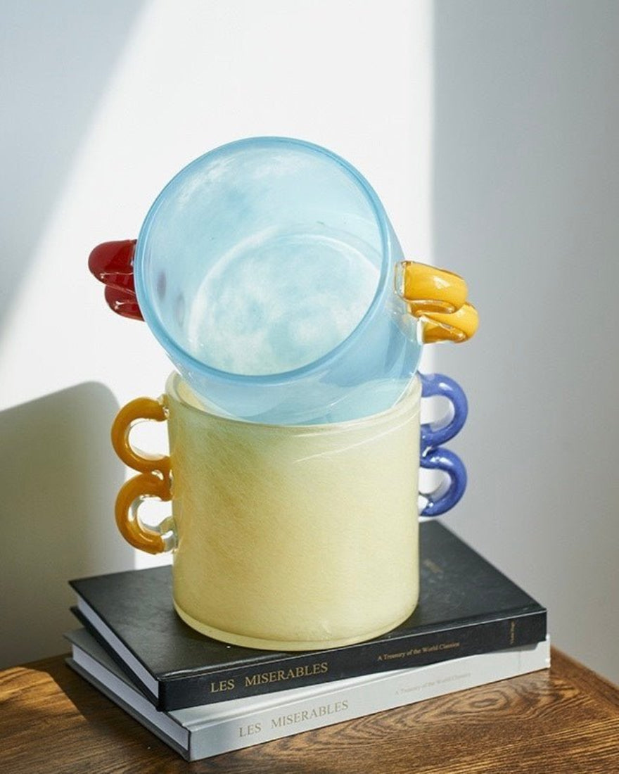 Handblown Whimsical Cylinder Vase - Eclectic Table Setting Centrepiece